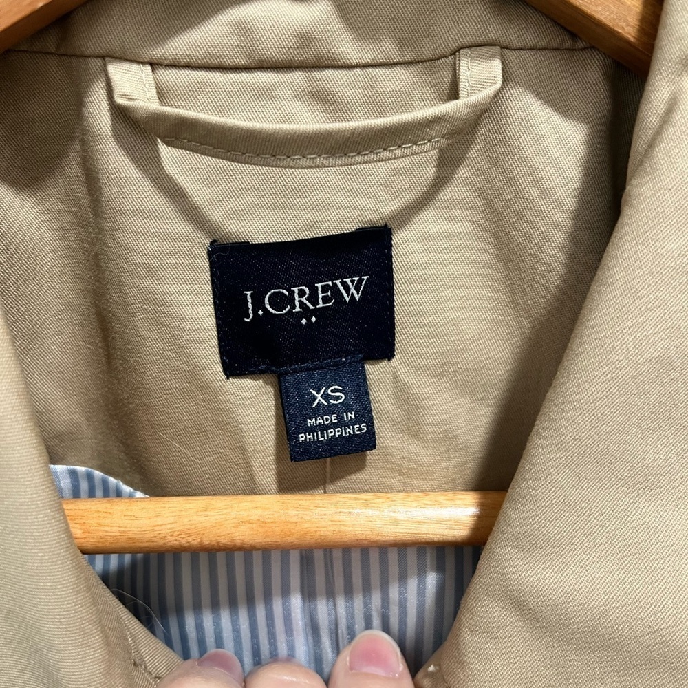 J Crew Factory Short Utility Trench Jacket in British Khaki embroidered size XS - Picture 9 of 14